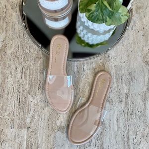 NWOT Olivia Jaymes Clear/Nude Sandals - Size 7